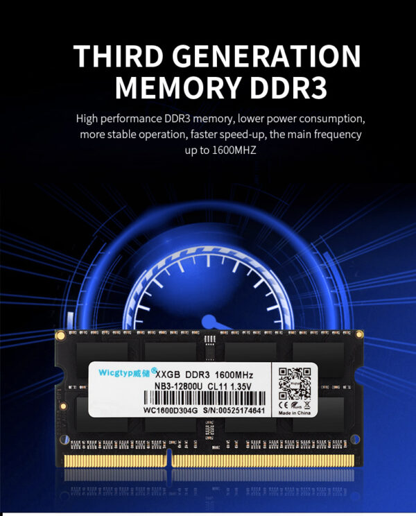 Memoria RAM DDR3 8GB 1600MHz para Laptop
