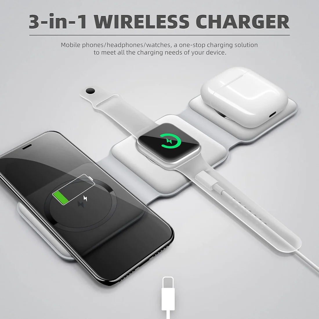 Cargador Inalámbrico 3 en 1 Plegable