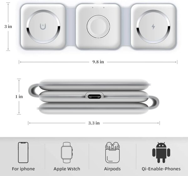 Cargador Inalámbrico 3 en 1 Plegable