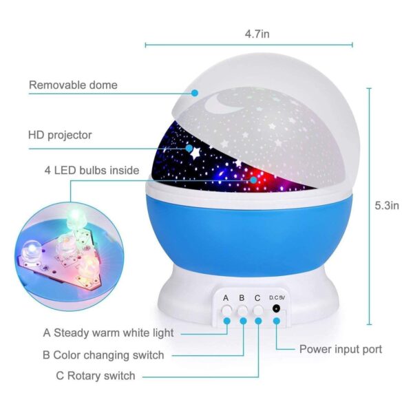 Lampara Led Noche Giratoria Proyector