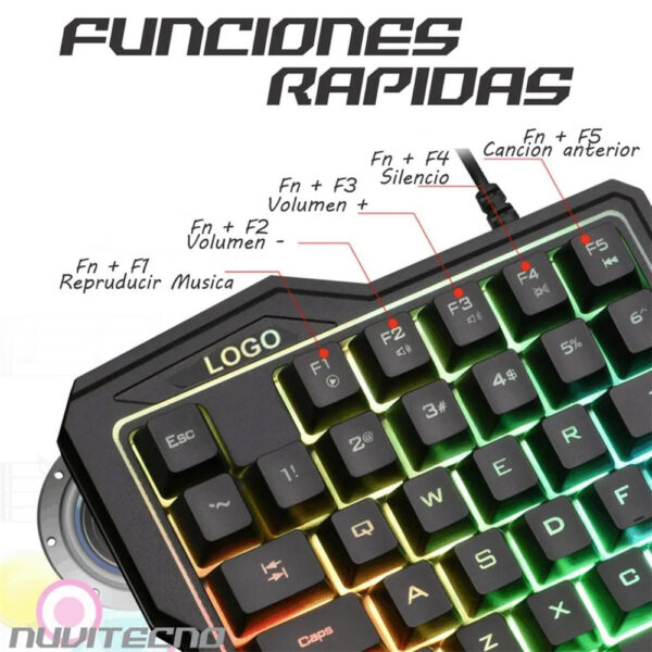 Teclado Gamer Una Mano 35 Teclas Retroil
