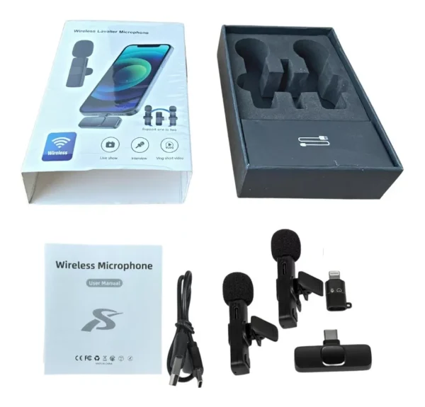 Micrófono Inalámbrico de Solapa 2 en 1 – Audio Profesional, Sin Cables