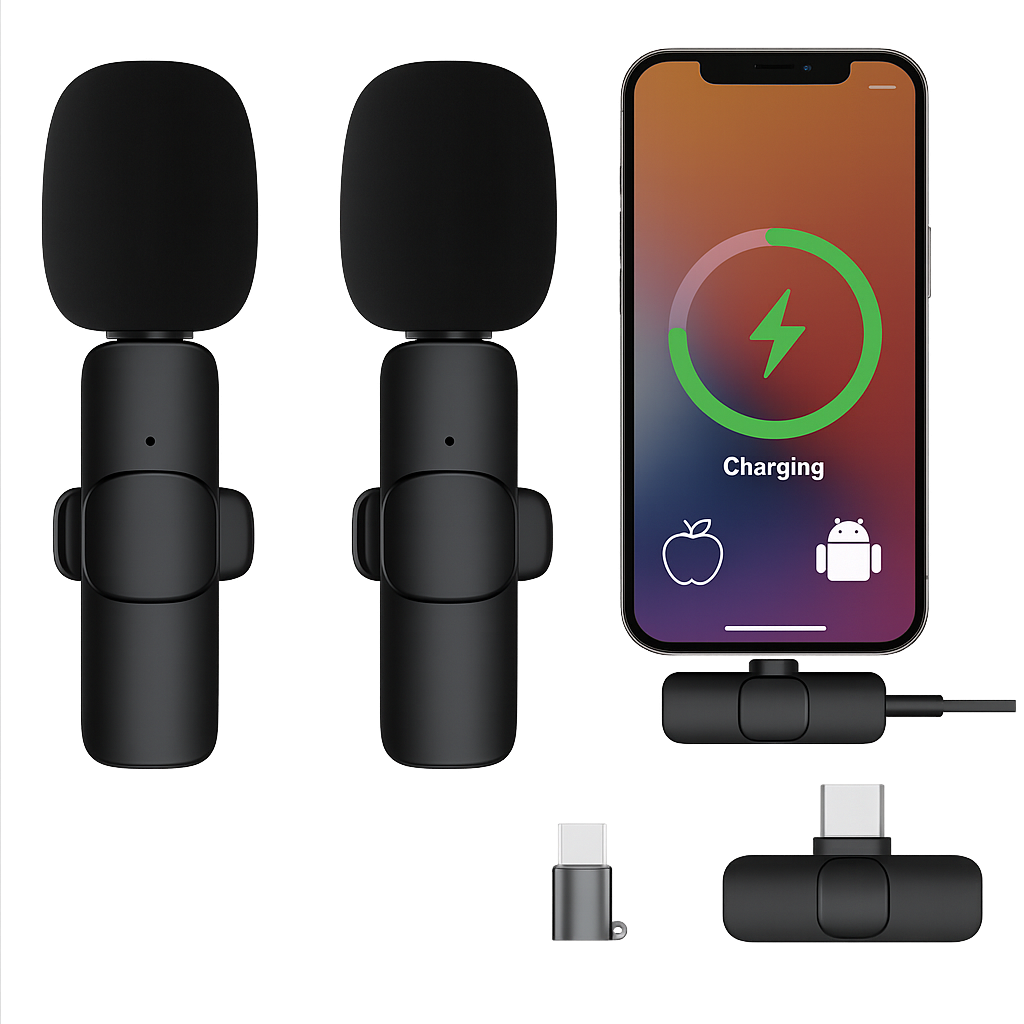 Micrófono Inalámbrico de Solapa 2 en 1 – Audio Profesional, Sin Cables